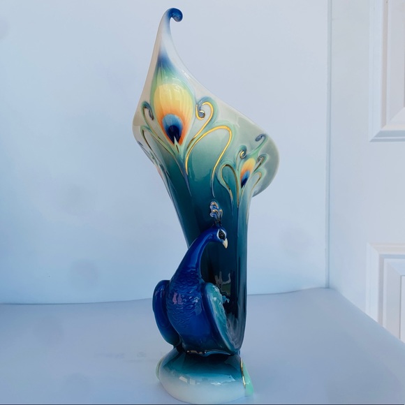 kathy ireland Accents Vintage Franz Porcelain Peacock Splendor Vase